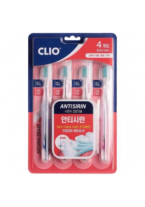 Набор зубных щеток Antisirin Antibacterial 4 шт (Clio)
