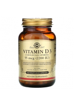 Vitamin D3 55 мкг (2200 МЕ) 100 вег. капс (Solgar)