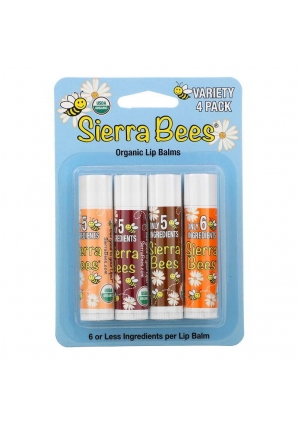 Набор органических бальзамов для губ 4 шт (Sierra Bees)