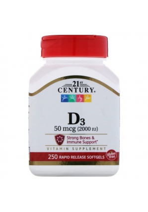 Vitamin D3 50 мкг (2000 МЕ) 250 капс (21st Century)