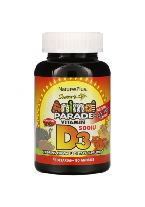Source of Life Animal Parade Vitamin D3 со вкусом натуральной черемухи 500 МЕ 90 табл. (Nature's Plus)
