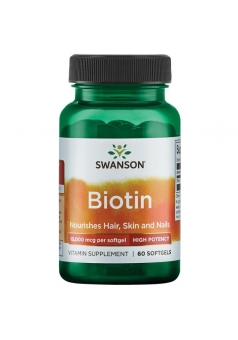 Biotin Hi Protency 10000 мкг 60 софгелькапс (Swanson)