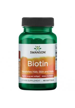 Biotin-Hi Protency 10000 мкг 60 софгелькапс (Swanson)