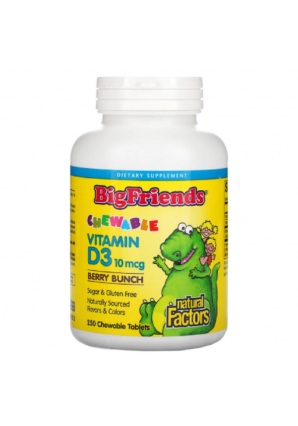 Big Friends жевательный витамин D3 ягодный вкус 10 мкг 250 жев табл (Natural Factors)