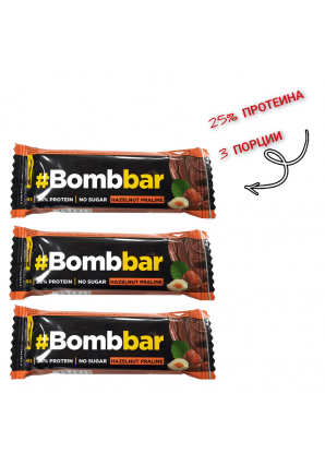 Протеиновый батончик глазированный Bombbar в шоколаде 3 шт 40 гр (BomBBar)