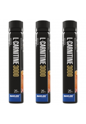 L-карнитин L-Carnitine 3000 - 3 АМПУЛЫ 25 мл супер концентрированная формула (Maxler)