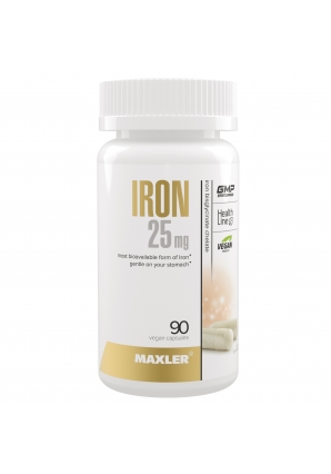 Железо хелат Повышает содержание гемоглобина Iron 25 мг 90 капс (Maxler)