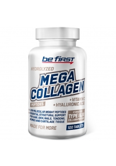 Коллаген с гиалуроновой кислотой и витамином С Mega Collagen + hyaluronic acid + vitamin C 120 табл (Be First)