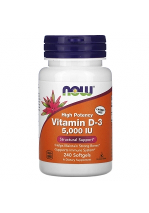 Витамин Д3 Поддержание прочности костей и зубов Vitamin D3 5000 UI 240 капс (NOW)