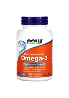 Омега 3 в капсулах Улучшение работы мозга Omega-3 1000 мг 100 капс (NOW)