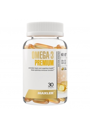 Улучшает зрение, состояние кожи и волос Omega-3 Premium 30 капс (Maxler)