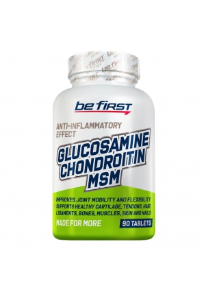 Помогает формировать и восстанавливать хрящевую ткань Glucosamine + Chondroitin + MSM 90 табл (Be First)