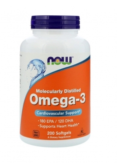 Омега 3 в капсулах Поддержание здоровья сердечно-сосудистой системы Omega-3 1000 мг 200 капс (NOW)
