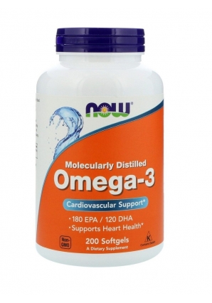Омега 3 в капсулах Поддержание здоровья сердечно-сосудистой системы Omega-3 1000 мг 200 капс (NOW)