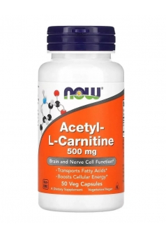 Ацетил-L-карнитин Acetyl-L-Carnitine 500 мг 50 капс (NOW)